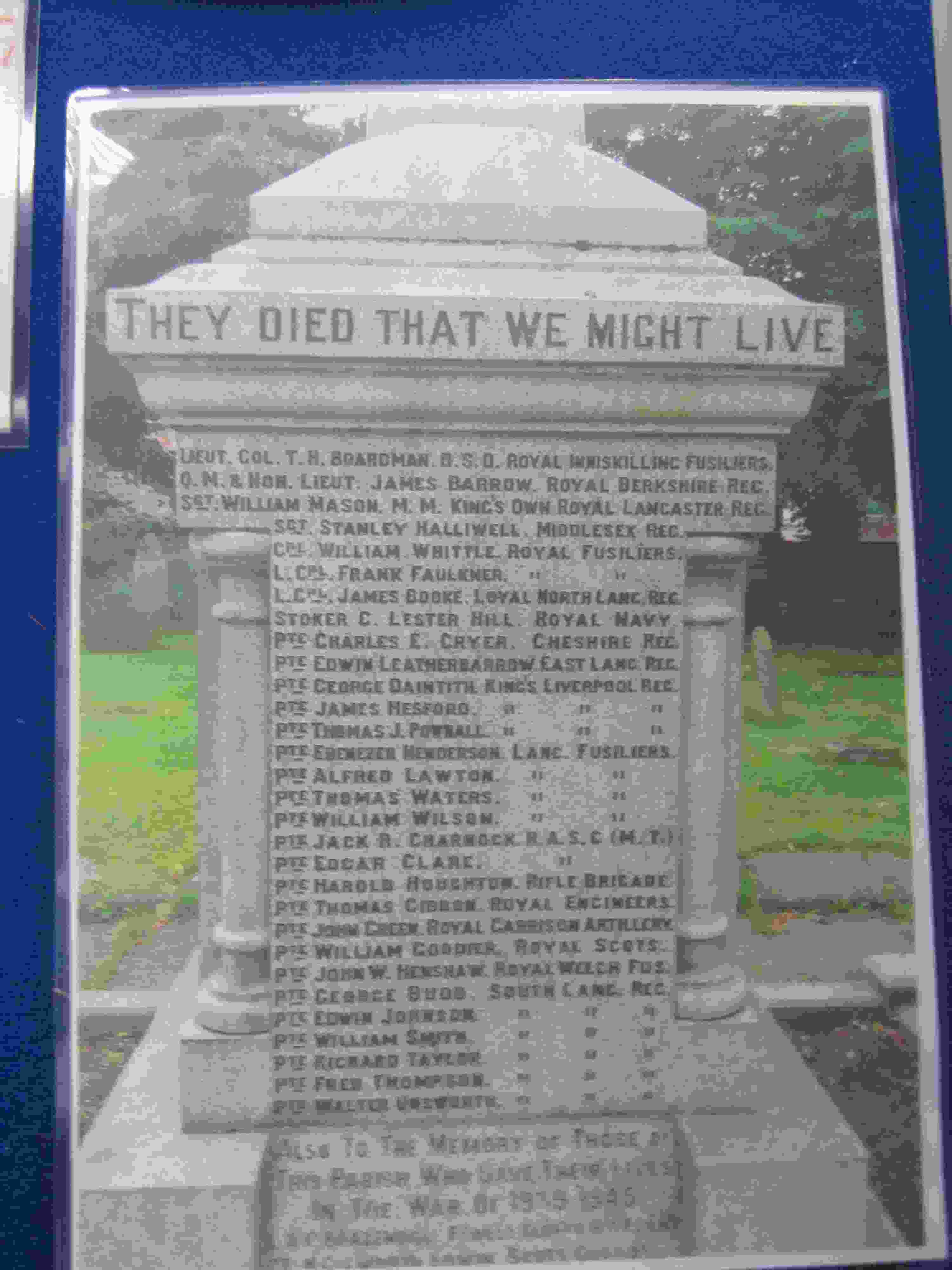 Culcheth War Memorial in Church Yard